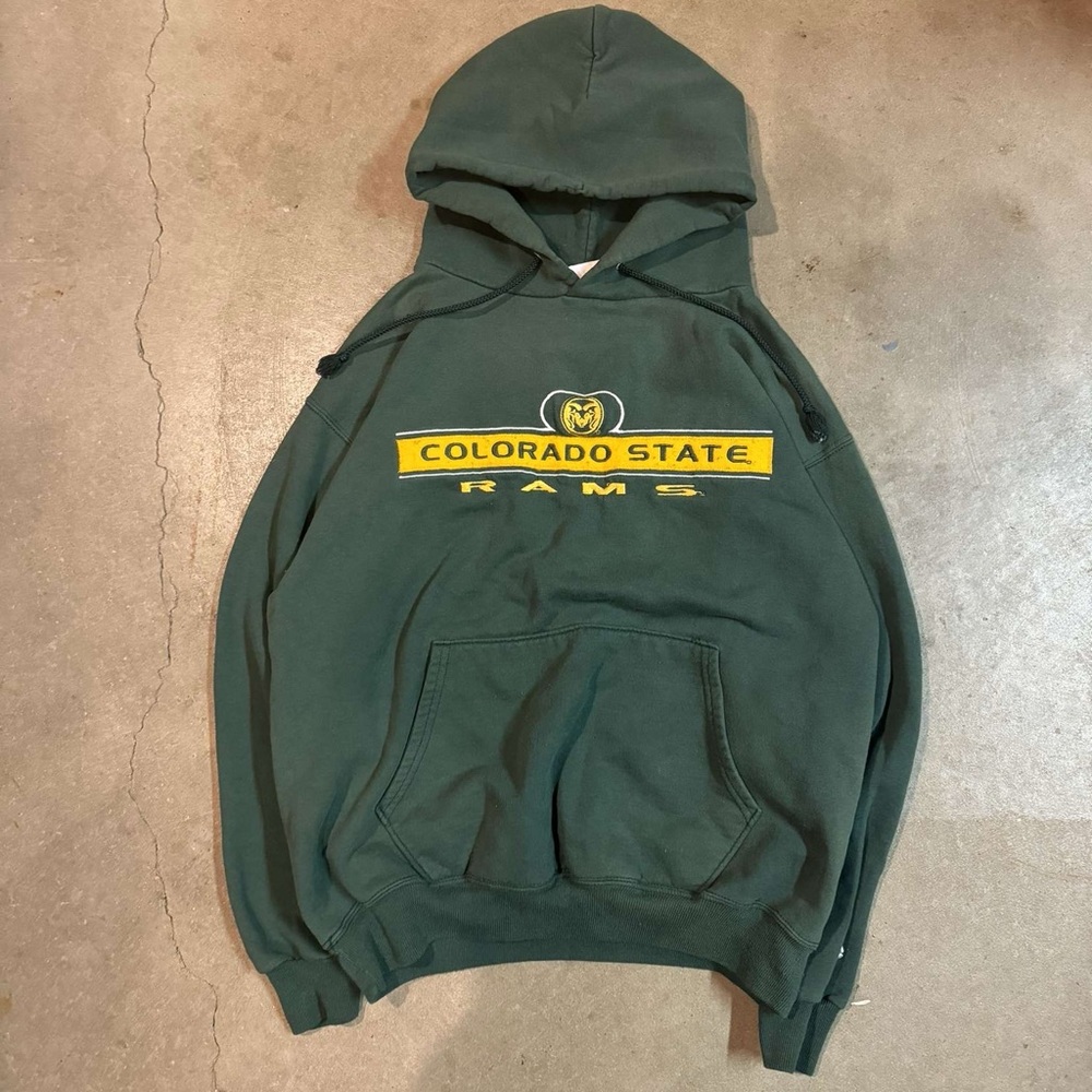 Champion Green Hoodie Sweatshirt with Yellow Logo